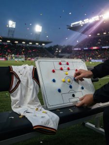 Deutschland WM 2026: Chancen, Kaderstruktur und Taktik, symbolisches Stadionfoto mit Taktiktafel