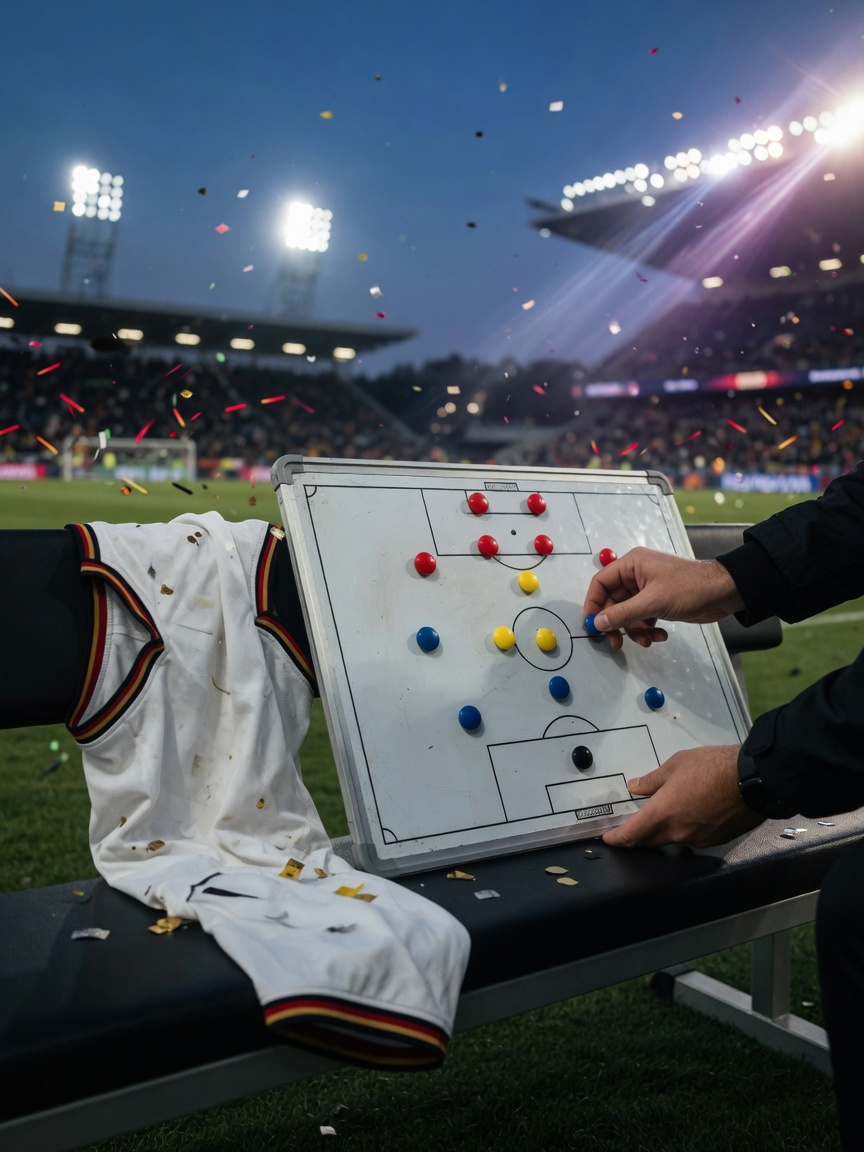 Deutschland WM 2026: Chancen, Kaderstruktur und Taktik, symbolisches Stadionfoto mit Taktiktafel